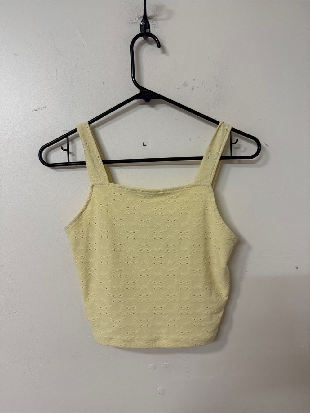 Yellow Eyelet Square Neck Tank Top